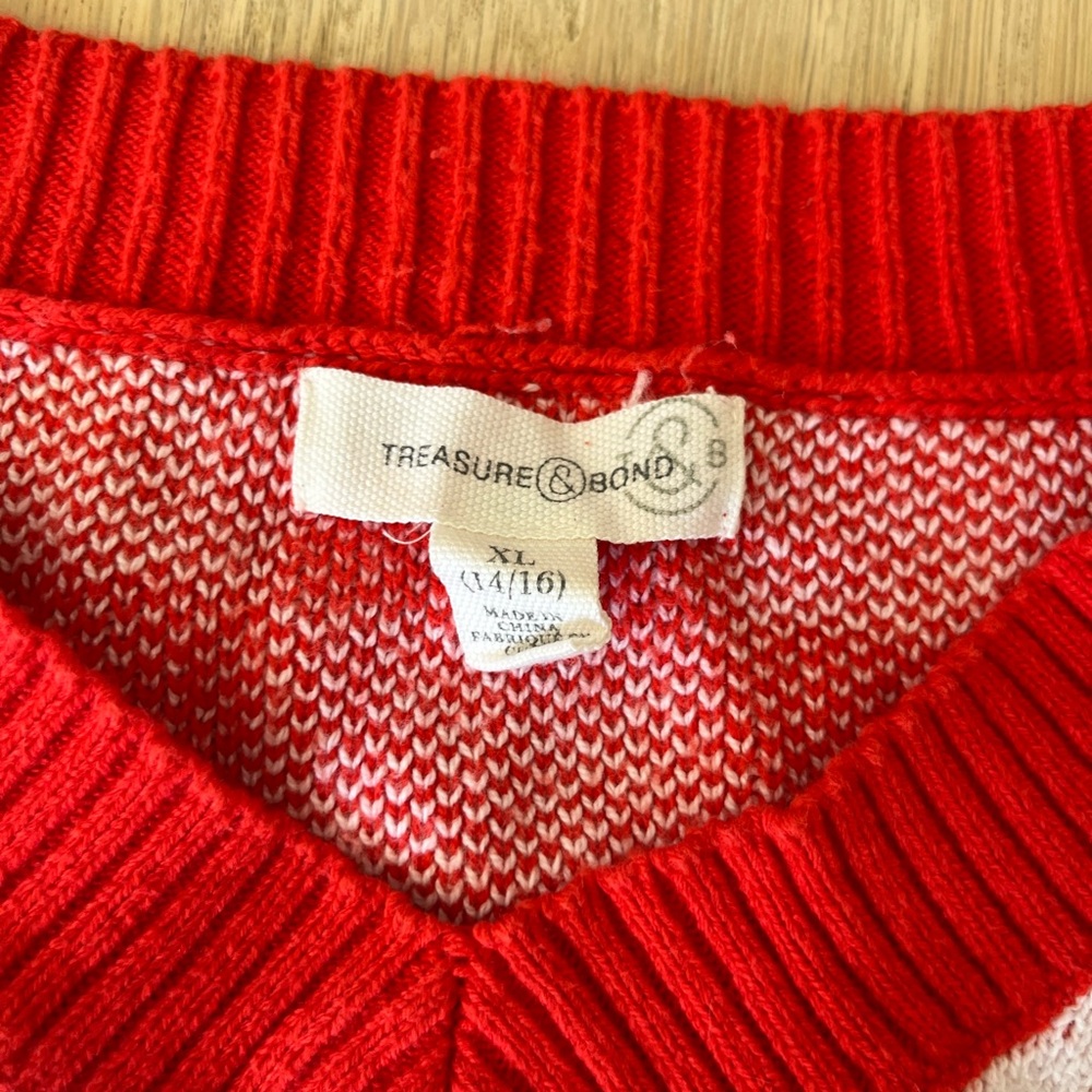 Red and white checkered V-neck sweater from Nordstrom